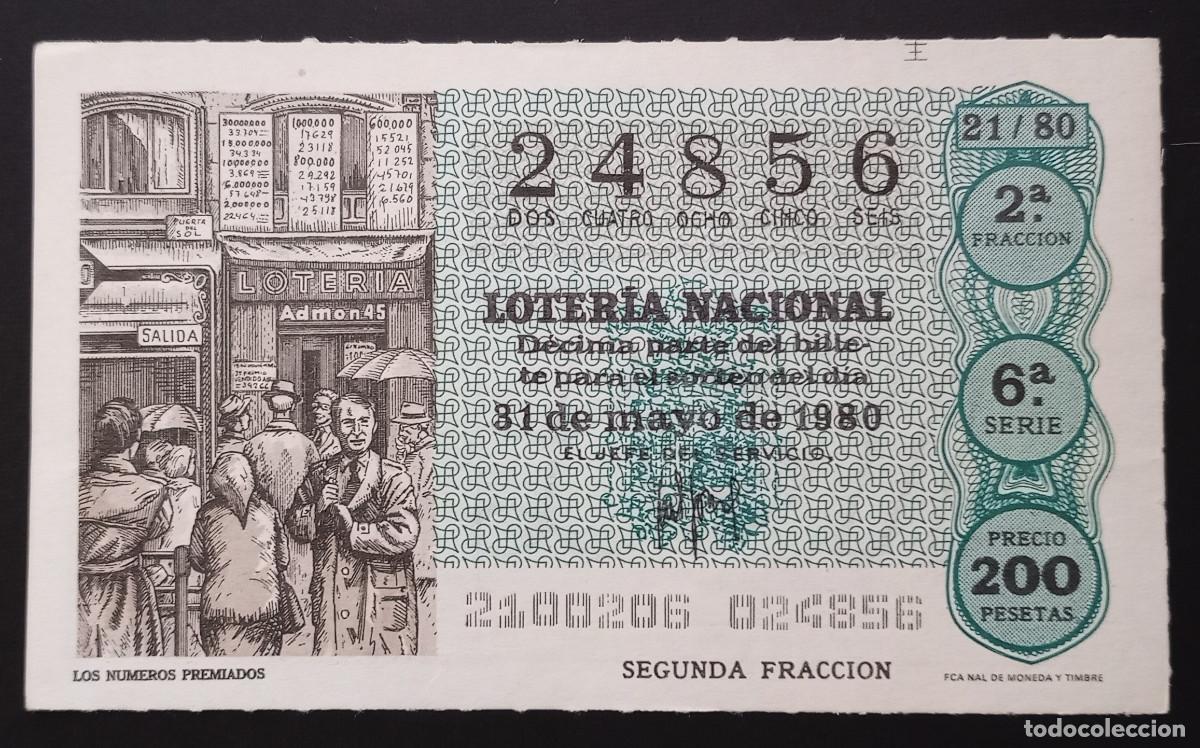 Loter&iacute;a Nacional: D&Eacute;CIMO DE LOTERIA - 31-MAYO-1980 - LOS N&Uacute;MEROS PREMIADOS