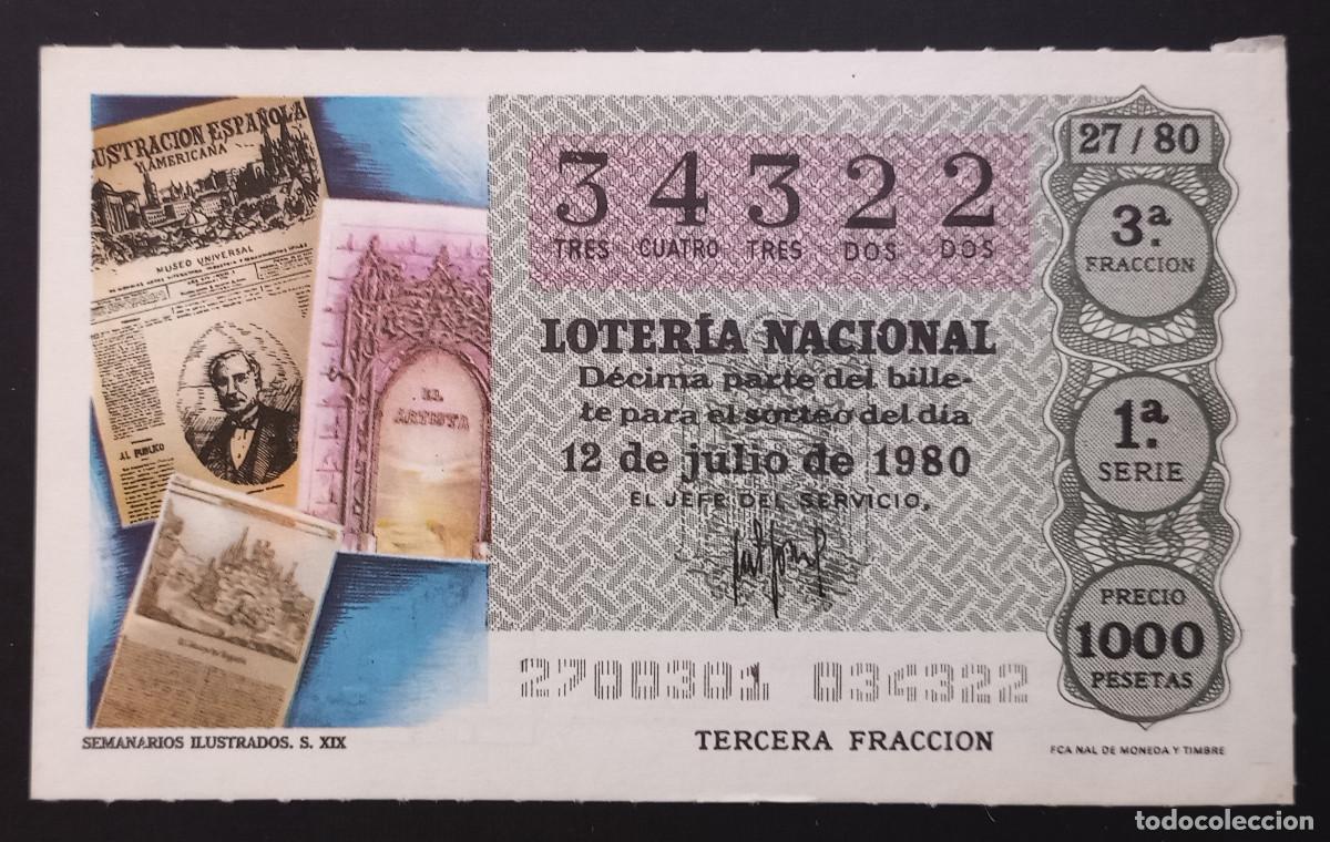 Loter&iacute;a Nacional: D&Eacute;CIMO DE LOTERIA - 12-JULIO-1980 - SEMANARIOS ILUSTRADOS