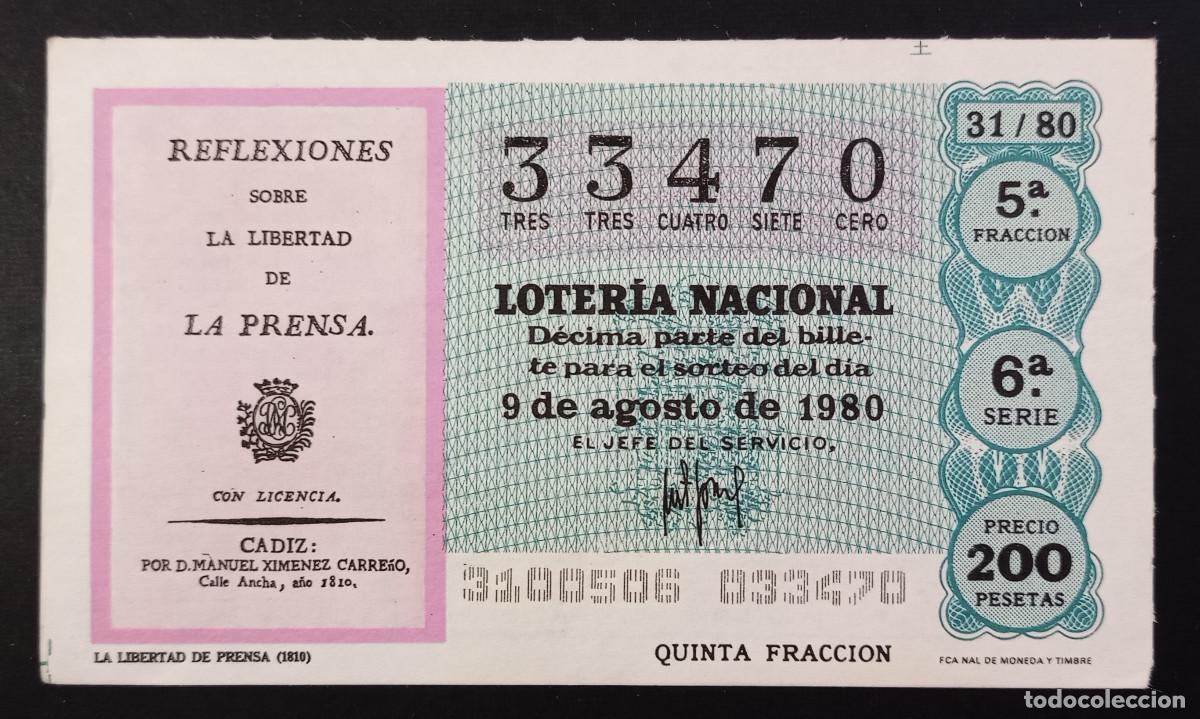 Loter&iacute;a Nacional: D&Eacute;CIMO DE LOTERIA - 9-AGOSTO-1980 - LA LIBERTAD DE PRENSA