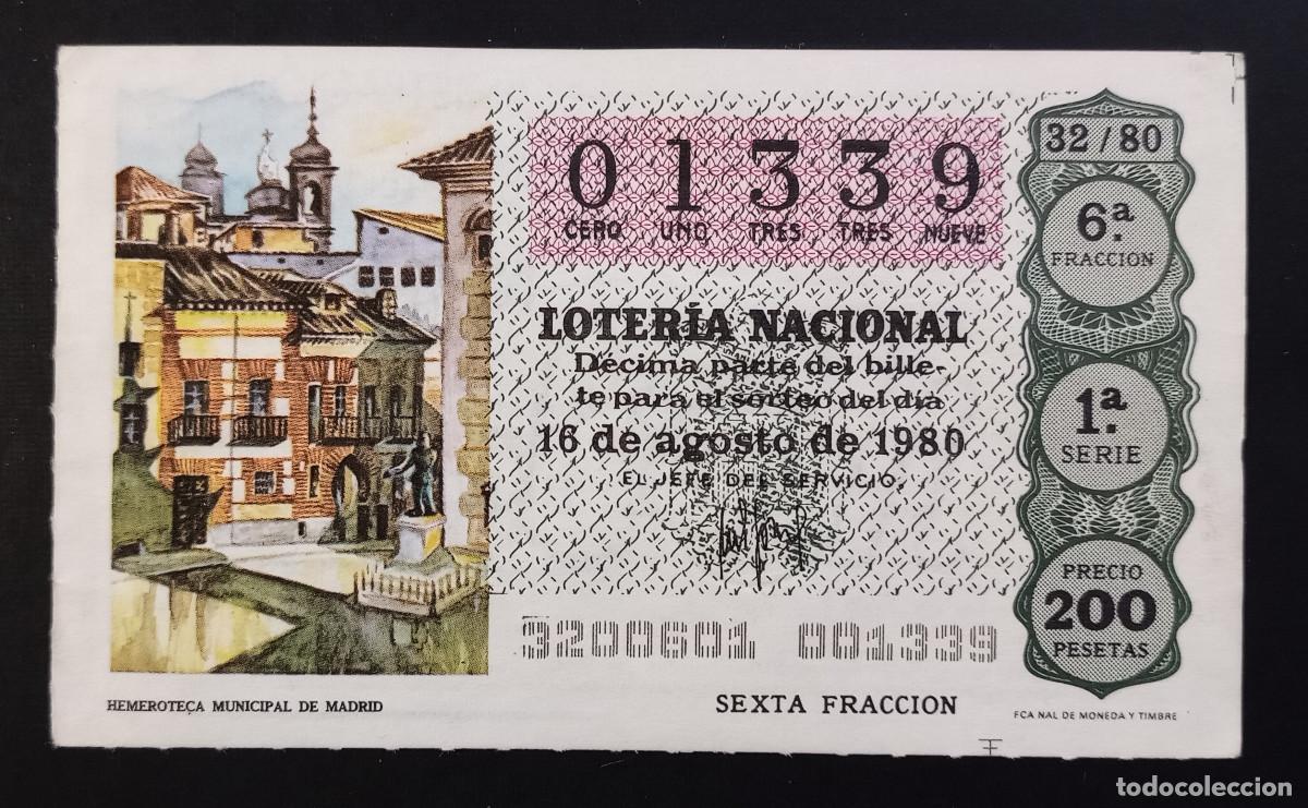 Loter&iacute;a Nacional: D&Eacute;CIMO DE LOTERIA - 16-AGOSTO-1980 - HEMEROTECA MUNICIPAL DE MADRID