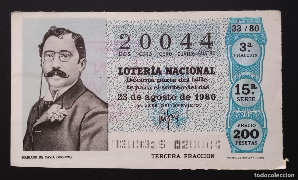 Loter&iacute;a Nacional: D&Eacute;CIMO DE LOTERIA - 23-AGOSTO-1980 - MARIANO DE CAVIA