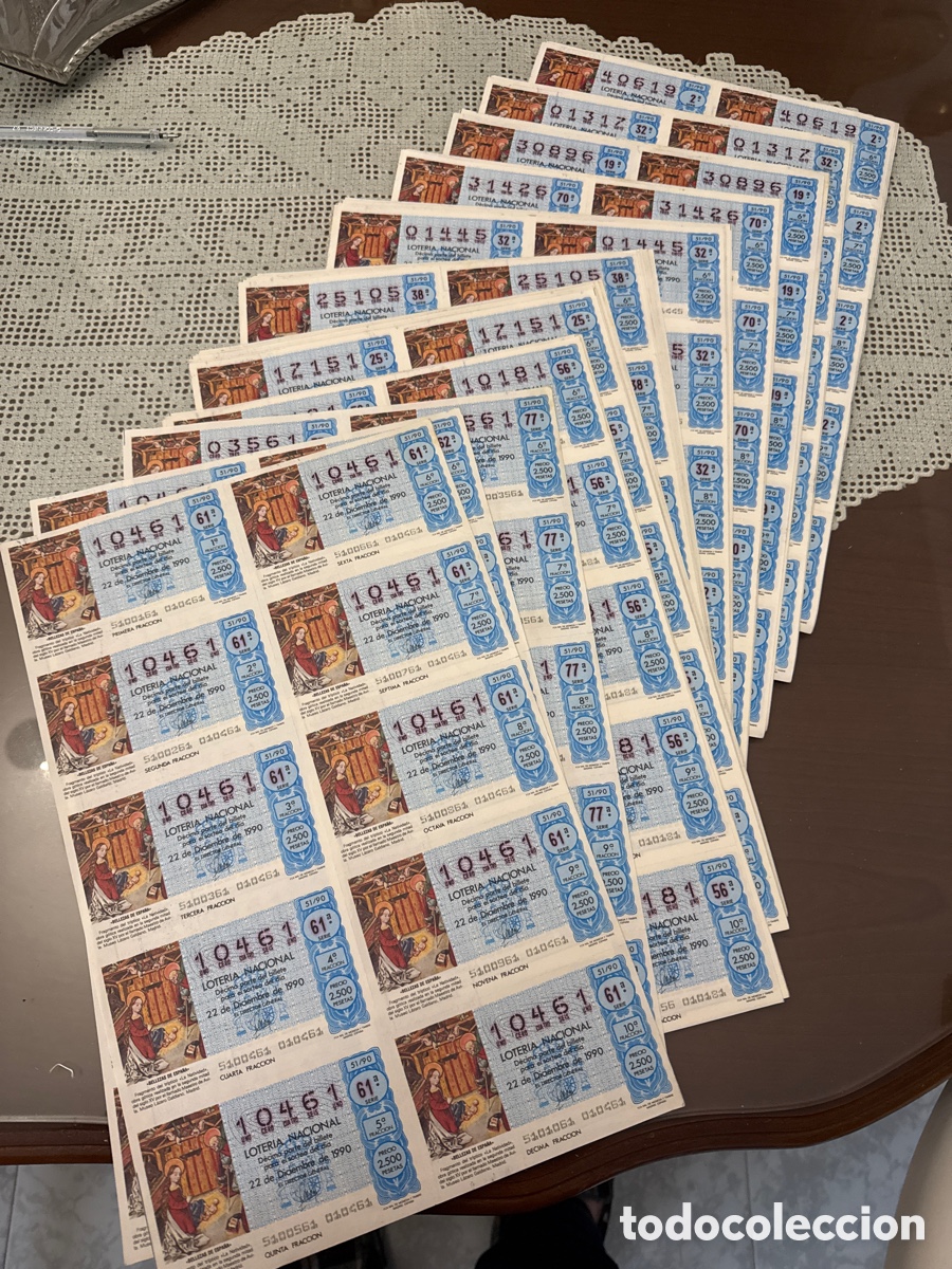 Loter&iacute;a Nacional: Billetes loter&iacute;a Navidad 1990
