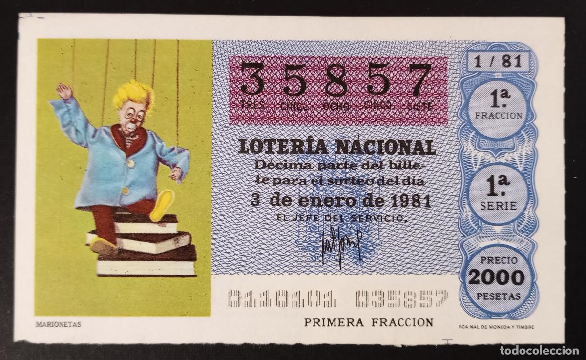 Loter&iacute;a Nacional: D&Eacute;CIMO DE LOTERIA - 3-ENERO-1981 - MARIONETAS