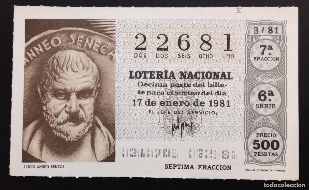 Loter&iacute;a Nacional: D&Eacute;CIMO DE LOTERIA - 17-ENERO-1981 - LUCIO ANNEO SENECA