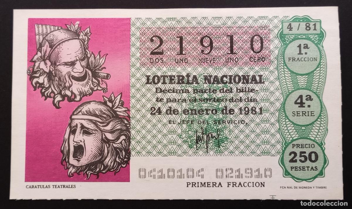 Loter&iacute;a Nacional: D&Eacute;CIMO DE LOTERIA - 24-ENERO-1981 - CAR&Aacute;TULAS TEATRALES
