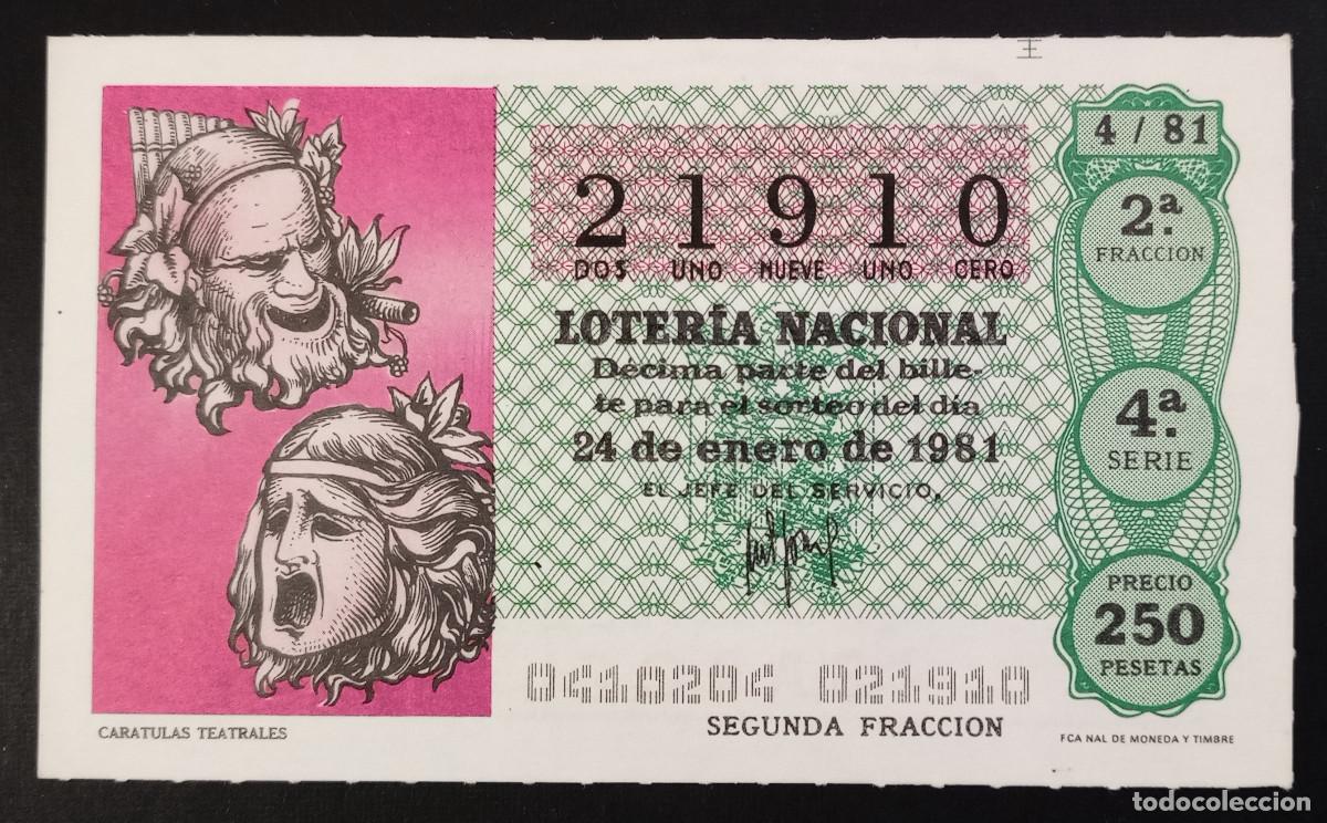 Loter&iacute;a Nacional: D&Eacute;CIMO DE LOTERIA - 24-ENERO-1981 - CAR&Aacute;TULAS TEATRALES