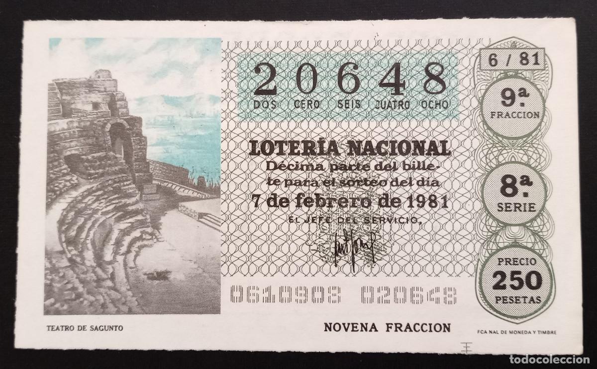 Loter&iacute;a Nacional: D&Eacute;CIMO DE LOTERIA - 7-FEBRERO-1981 - TEATRO DE SAGUNTO
