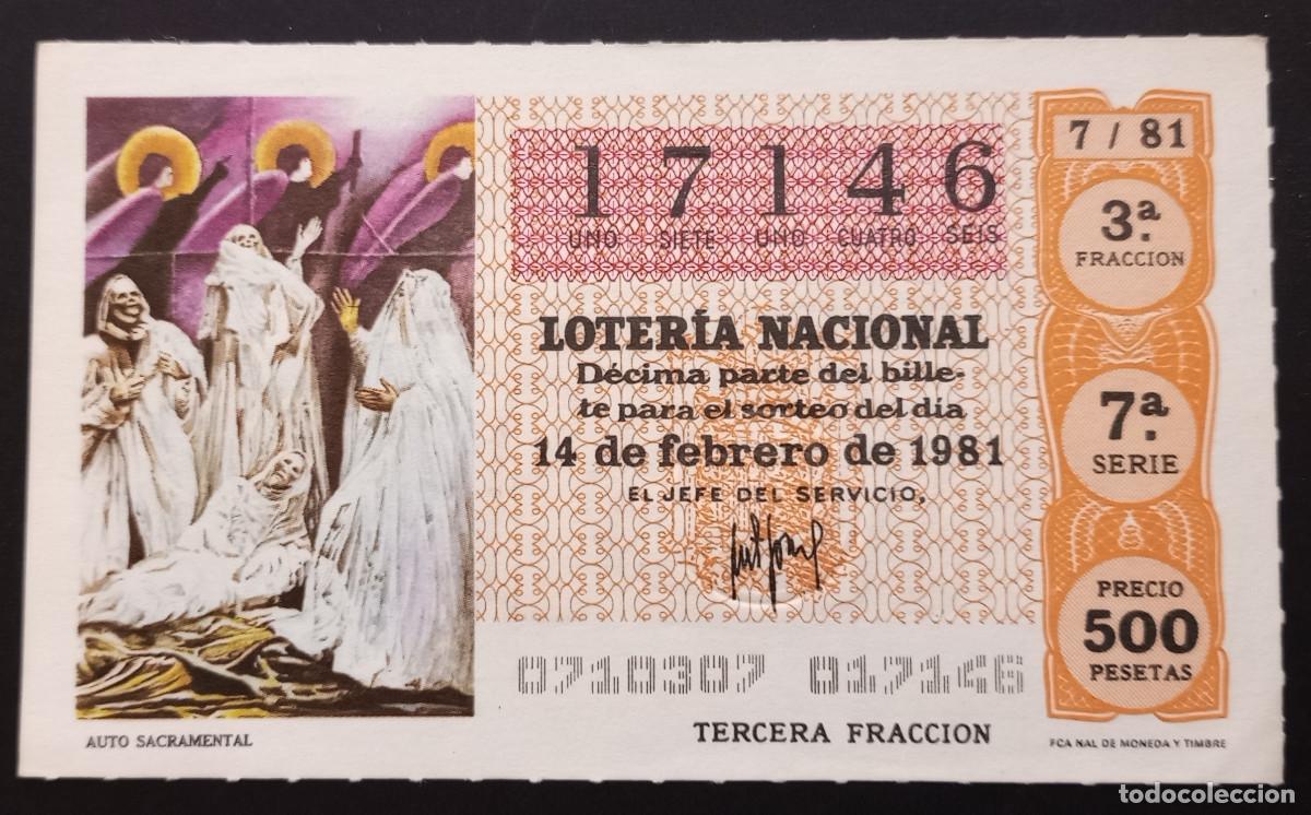 Loter&iacute;a Nacional: D&Eacute;CIMO DE LOTERIA - 14-FEBRERO-1981 - AUTO SACRAMENTAL