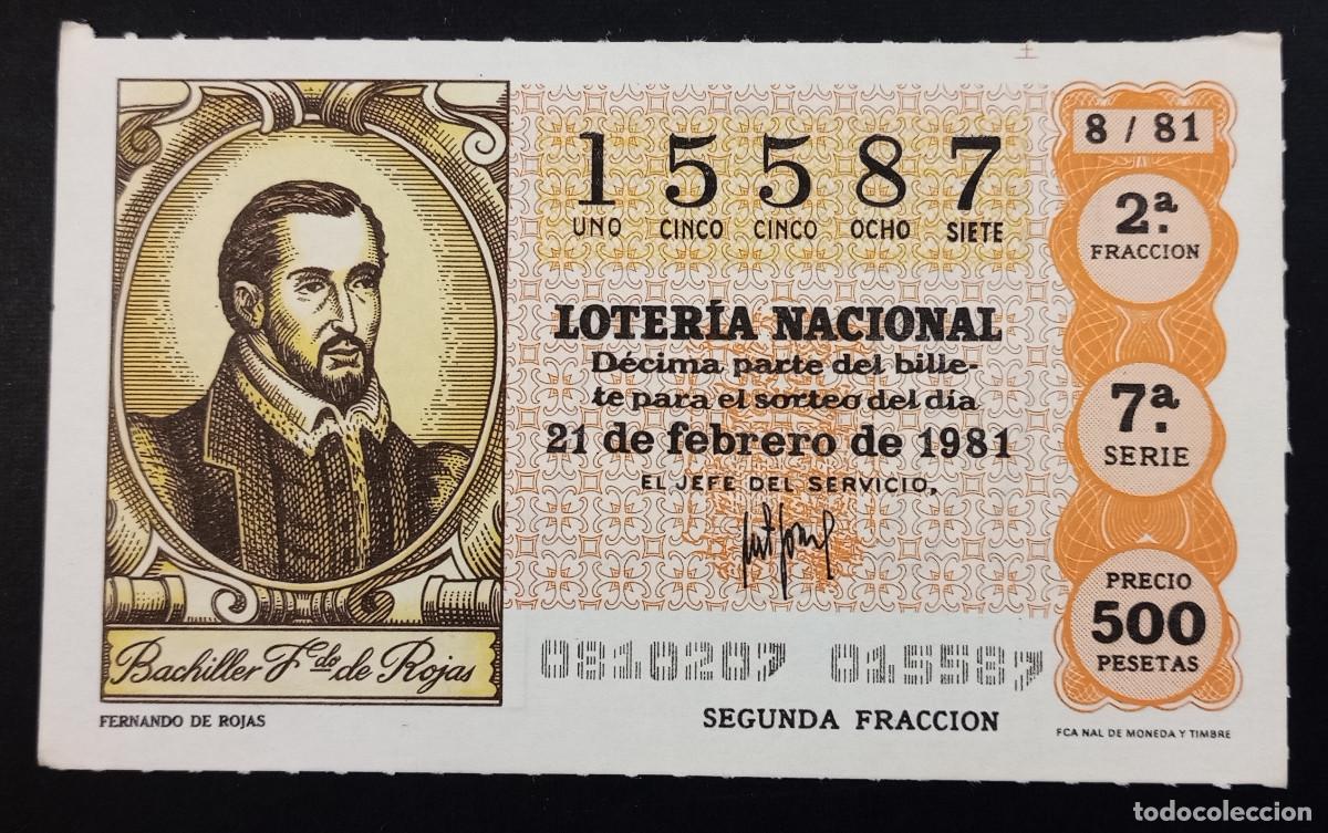 Loter&iacute;a Nacional: D&Eacute;CIMO DE LOTERIA - 21-FEBRERO-1981 - FERNANDO DE ROJAS