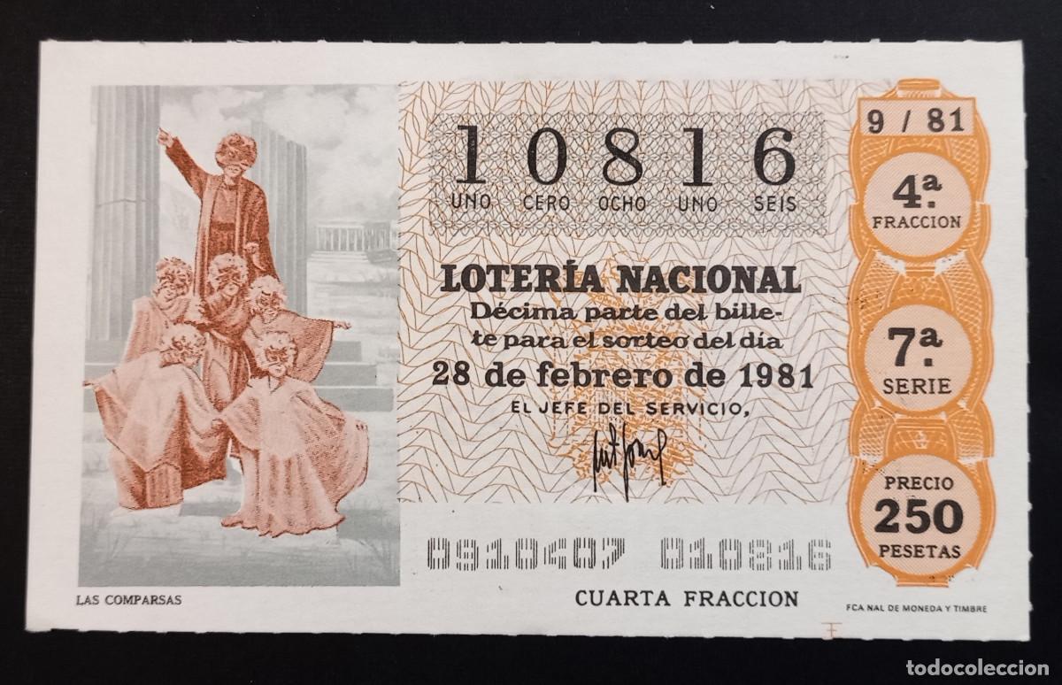 Loter&iacute;a Nacional: D&Eacute;CIMO DE LOTERIA - 28-FEBRERO-1981 - LAS COMPARSAS
