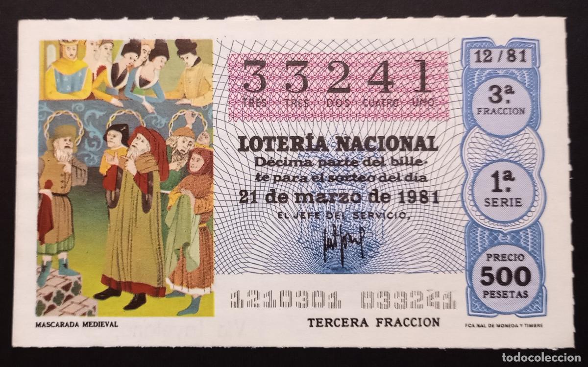 Loter&iacute;a Nacional: D&Eacute;CIMO DE LOTERIA - 21-MARZO-1981 - MASCARADA MEDIEVAL