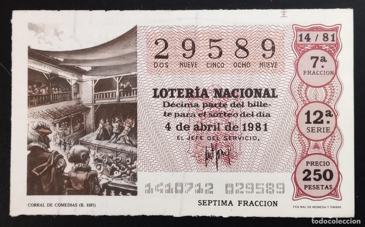 Loter&iacute;a Nacional: D&Eacute;CIMO DE LOTERIA - 4-ABRIL-1981 - CORRAL DE COMEDIAS