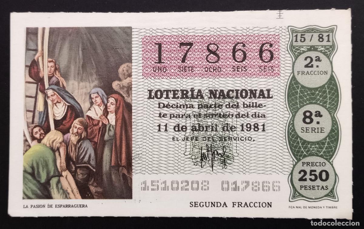 Loter&iacute;a Nacional: D&Eacute;CIMO DE LOTERIA - 11-ABRIL-1981 - LA PASI&Oacute;N DE ESPARRAGUERA