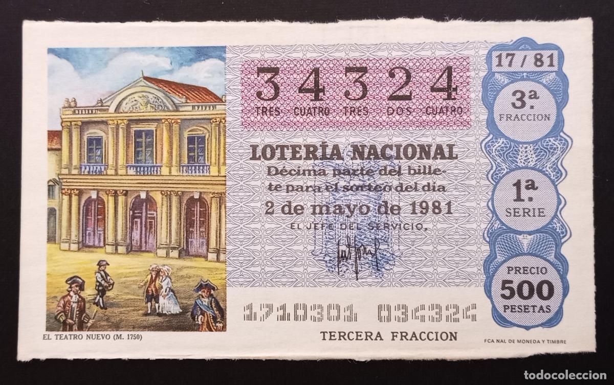 Loter&iacute;a Nacional: D&Eacute;CIMO DE LOTERIA - 2-MAYO-1981 - EL TEATRO NUEVO