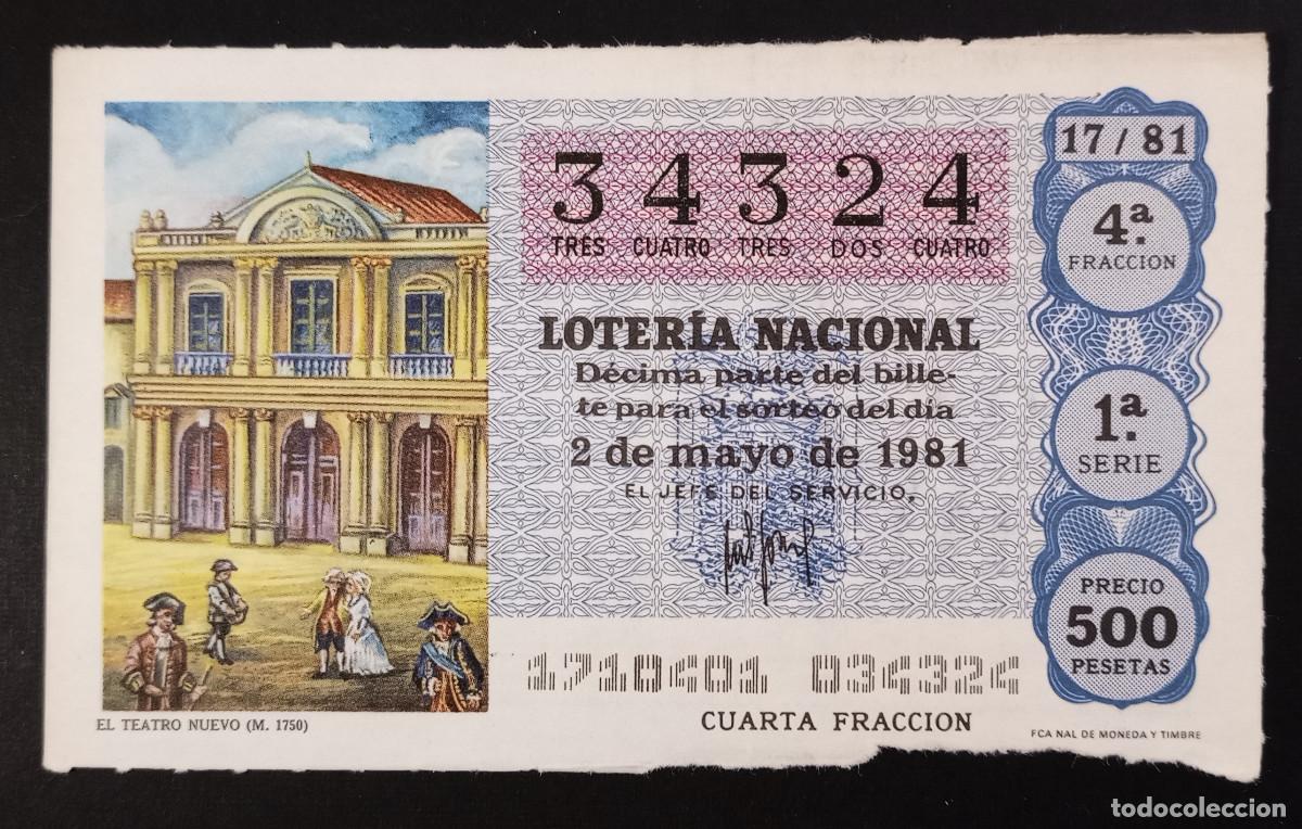 Loter&iacute;a Nacional: D&Eacute;CIMO DE LOTERIA - 2-MAYO-1981 - EL TEATRO NUEVO