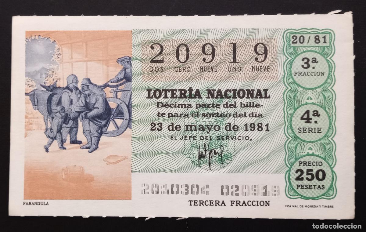 Loter&iacute;a Nacional: D&Eacute;CIMO DE LOTERIA - 23-MAYO-1981 - FARANDULA