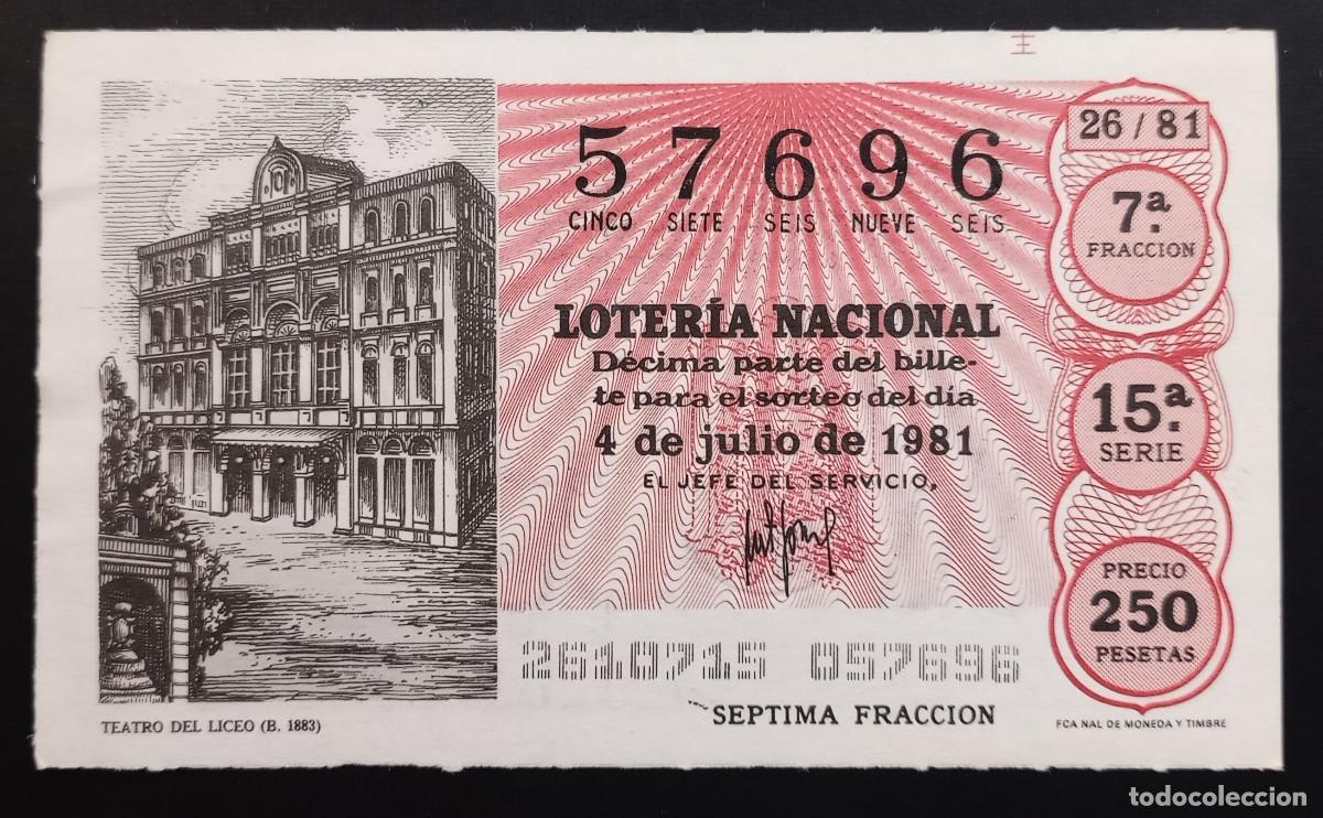 Loter&iacute;a Nacional: D&Eacute;CIMO DE LOTERIA - 4-JULIO-1981 - TEATRO DEL LICEO