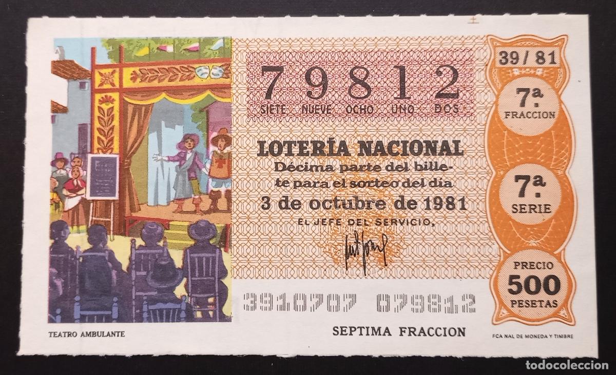 Loter&iacute;a Nacional: D&Eacute;CIMO DE LOTERIA - 3-OCTUBRE-1981 - TEATRO AMBULANTE