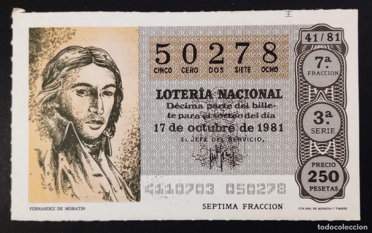 Loter&iacute;a Nacional: D&Eacute;CIMO DE LOTERIA - 17-OCTUBRE-1981 - FERNANDEZ DE MORATIN