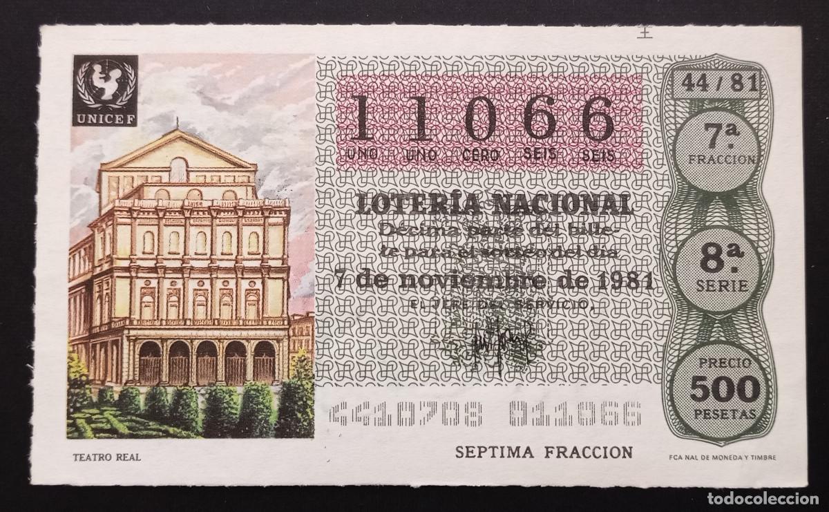 Loter&iacute;a Nacional: D&Eacute;CIMO DE LOTERIA - 7-NOVIEMBRE-1981 - TEATRO REAL