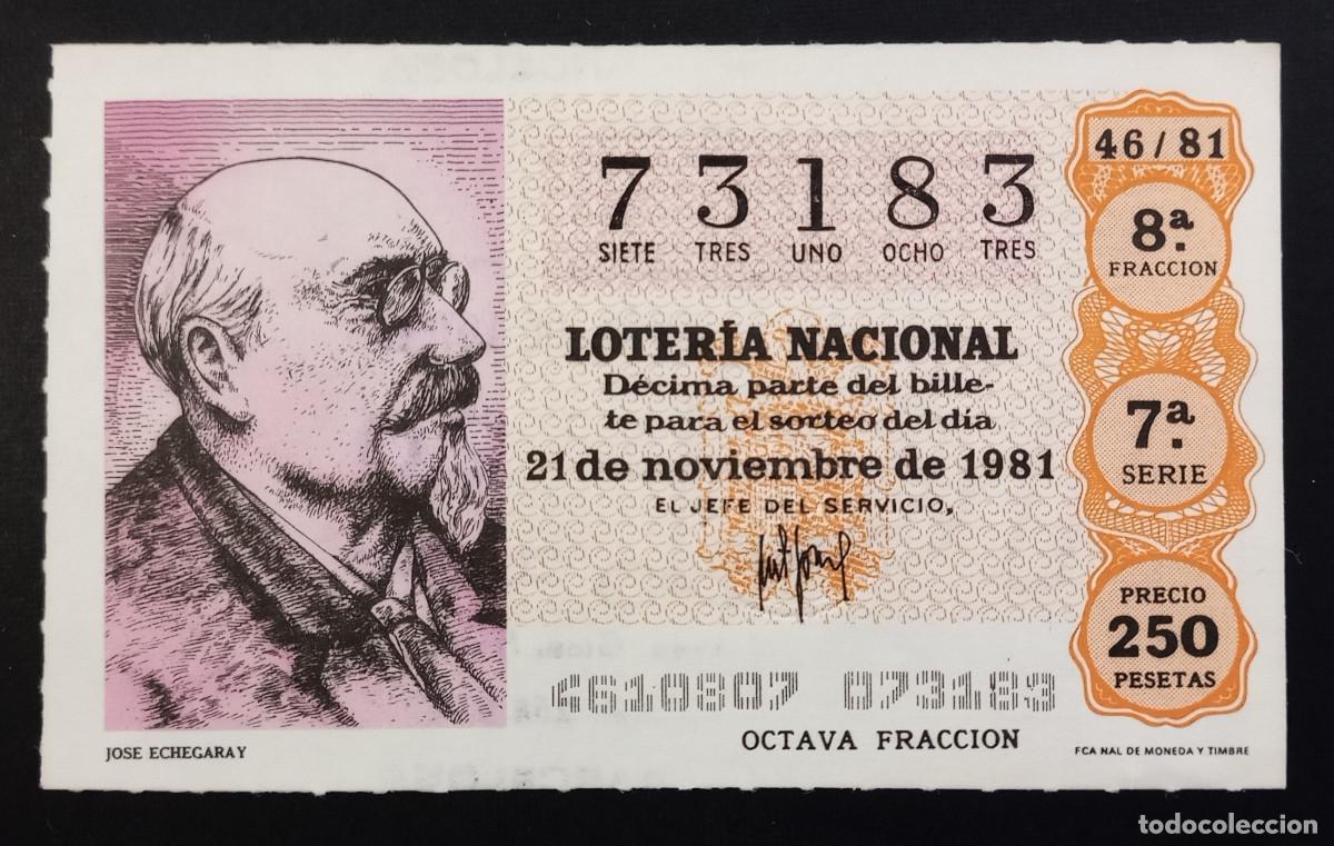 Loter&iacute;a Nacional: D&Eacute;CIMO DE LOTERIA - 21-NOVIEMBRE-1981 - JOSE ECHEGARAY