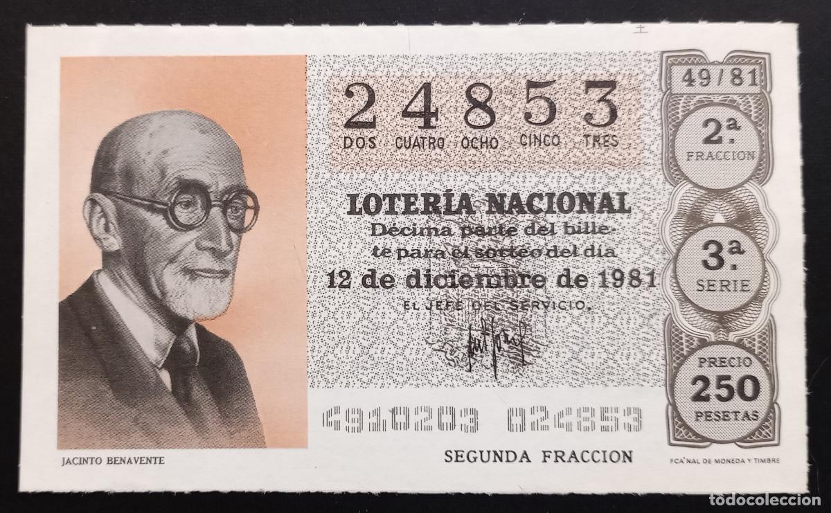 Loter&iacute;a Nacional: D&Eacute;CIMO DE LOTERIA - 12-DICIEMBRE-1981 - JACINTO BENAVENTE