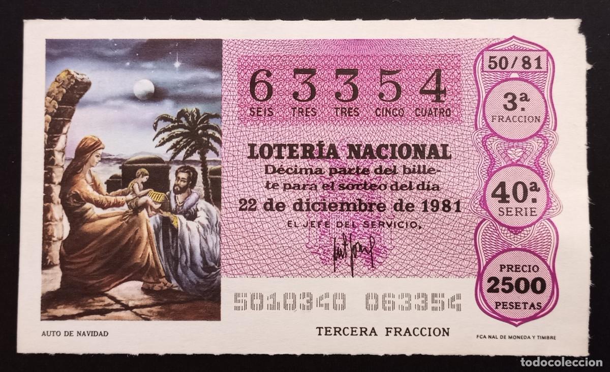 Loter&iacute;a Nacional: D&Eacute;CIMO DE LOTERIA - 22-DICIEMBRE-1981 - AUTO DE NAVIDAD