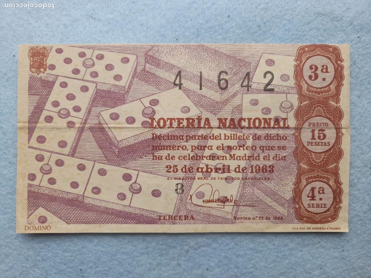 Loter&iacute;a nacional: D&eacute;cimo. Sorteo n&ordm;: 12 de 1963. - Foto 1