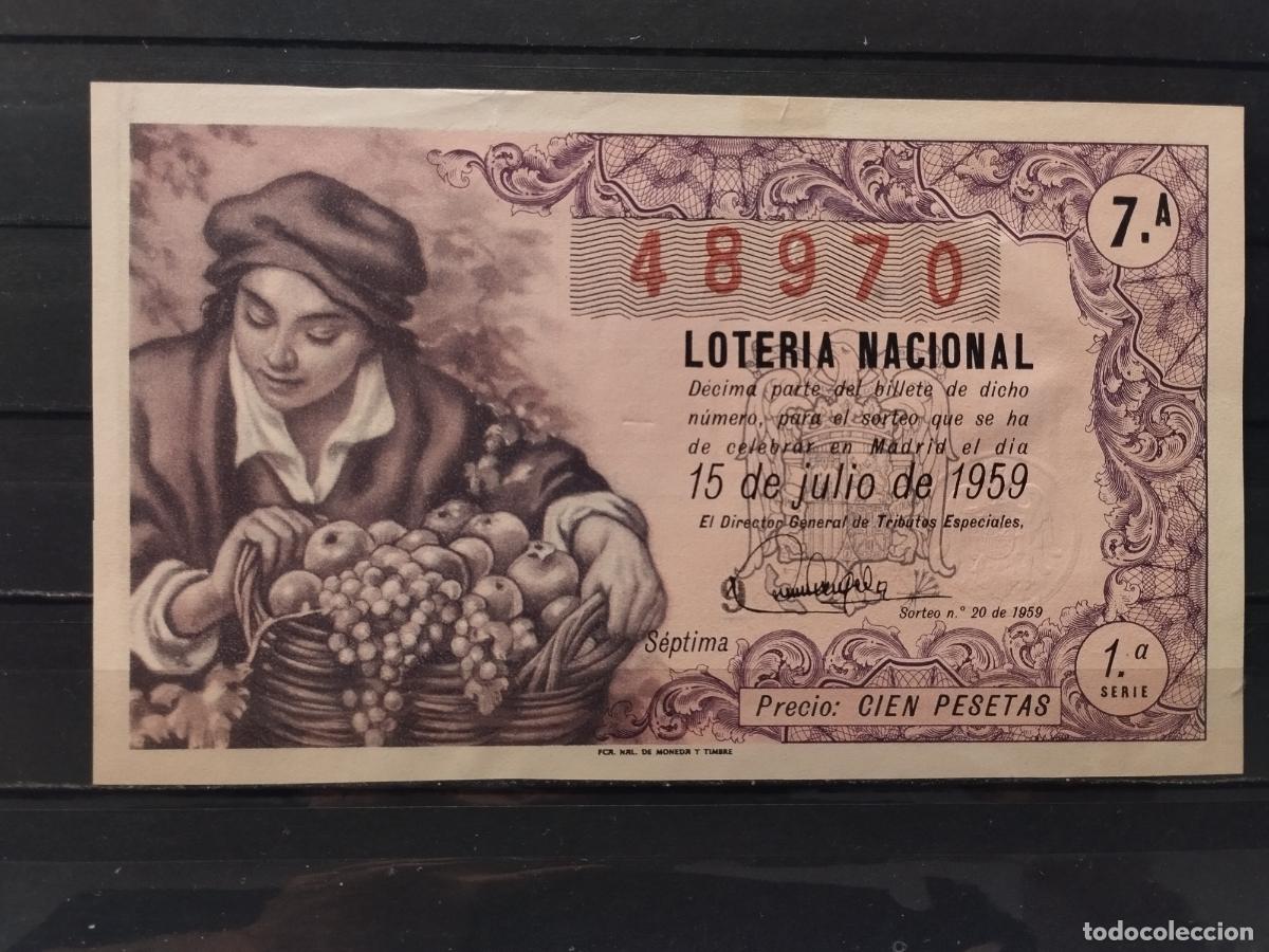 Lotaria Nacional: JT - DECIMO DE LA LOTERIA NACIONAL SORTEO N&ordm; 20/1959. PLANCHA. PERFECTO.