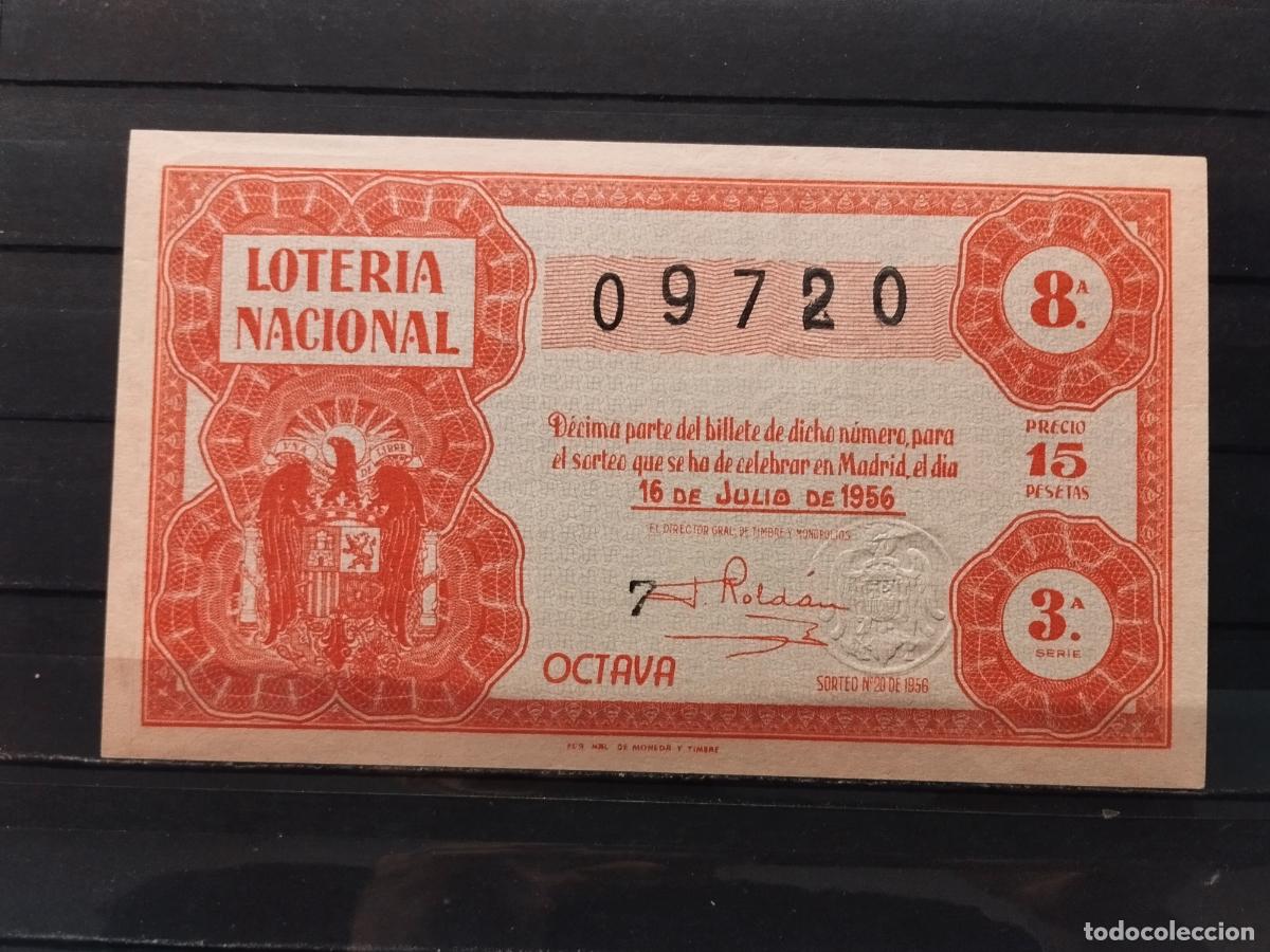 National Spanish Lottery: JT - DECIMO DE LA LOTERIA NACIONAL SORTEO N&ordm; 20/1956. PLANCHA. INFIMA DOBLEZ LADO IZQUIERDO