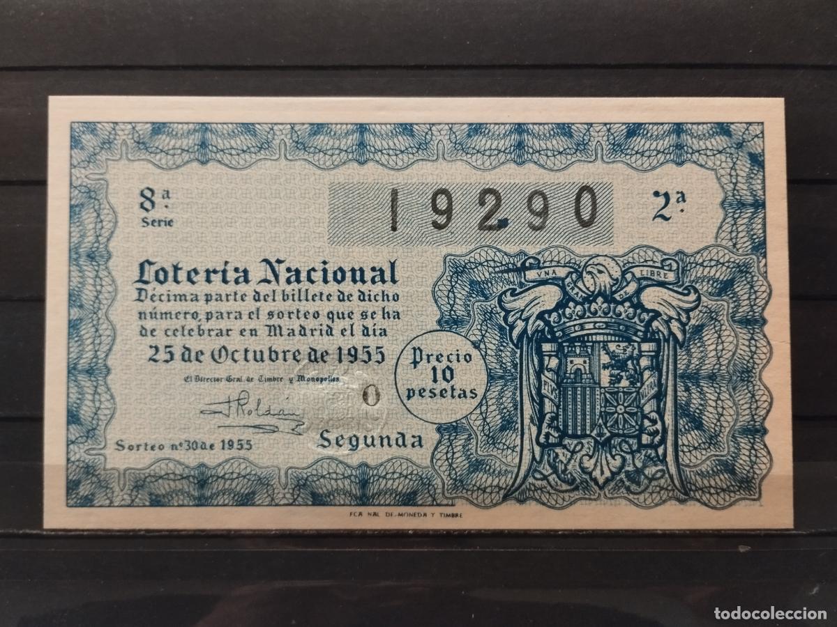 National Spanish Lottery: JT - DECIMO DE LA LOTERIA NACIONAL SORTEO N&ordm; 30/1955. PLANCHA.