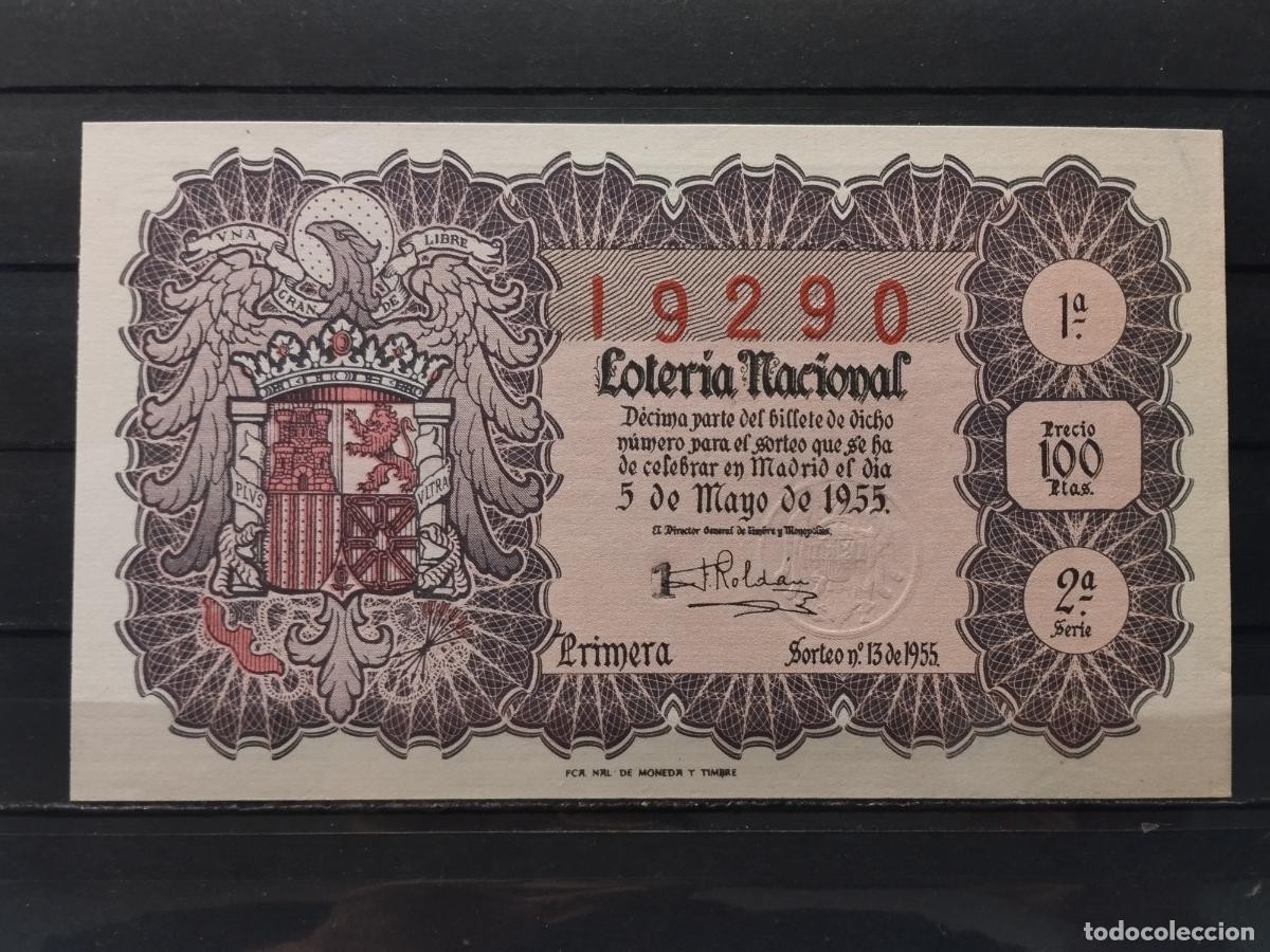 Loter&iacute;a Nacional: JT - DECIMO DE LA LOTERIA NACIONAL SORTEO N&ordm; 13/1955. PLANCHA.