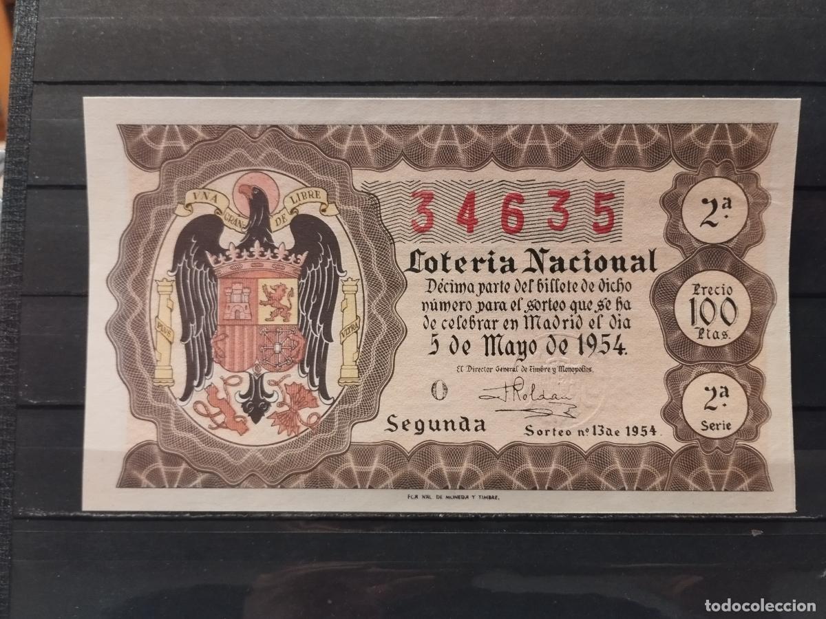 National Spanish Lottery: JT - DECIMO DE LA LOTERIA NACIONAL SORTEO N&ordm; 13/1954. PLANCHA.