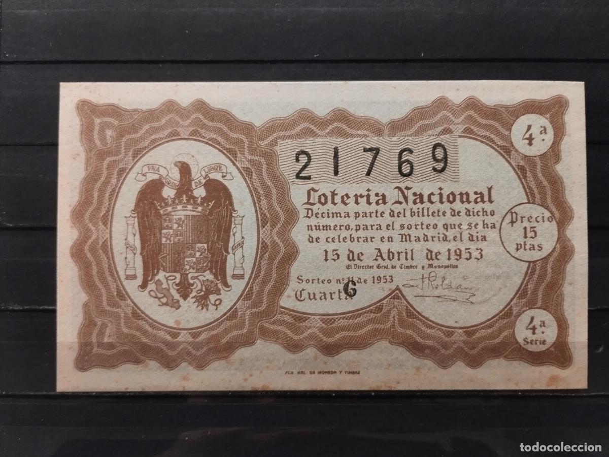 National Spanish Lottery: JT - DECIMO DE LA LOTERIA NACIONAL SORTEO N&ordm; 11/1953. PLANCHA. MANCHAS DE OXIDO