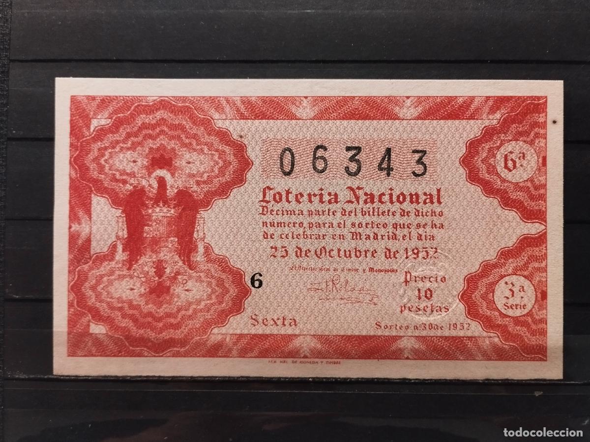 National Spanish Lottery: JT - DECIMO DE LA LOTERIA NACIONAL SORTEO N&ordm; 20/1953. PLANCHA. PUNTO NEGRO ESQUINA SUP. DERECHA
