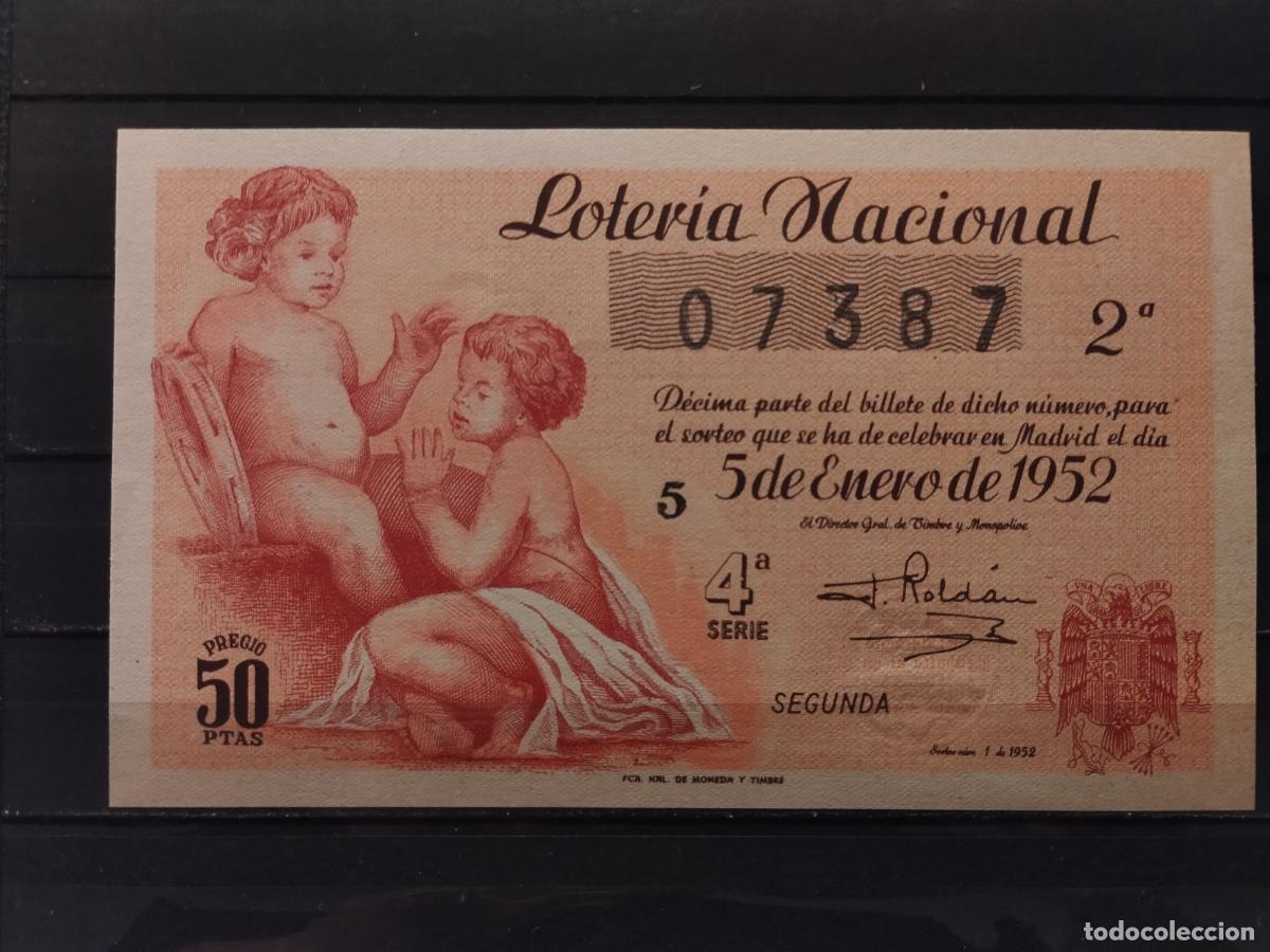 National Spanish Lottery: JT - DECIMO DE LA LOTERIA NACIONAL SORTEO N&ordm; 1/1952. PLANCHA.