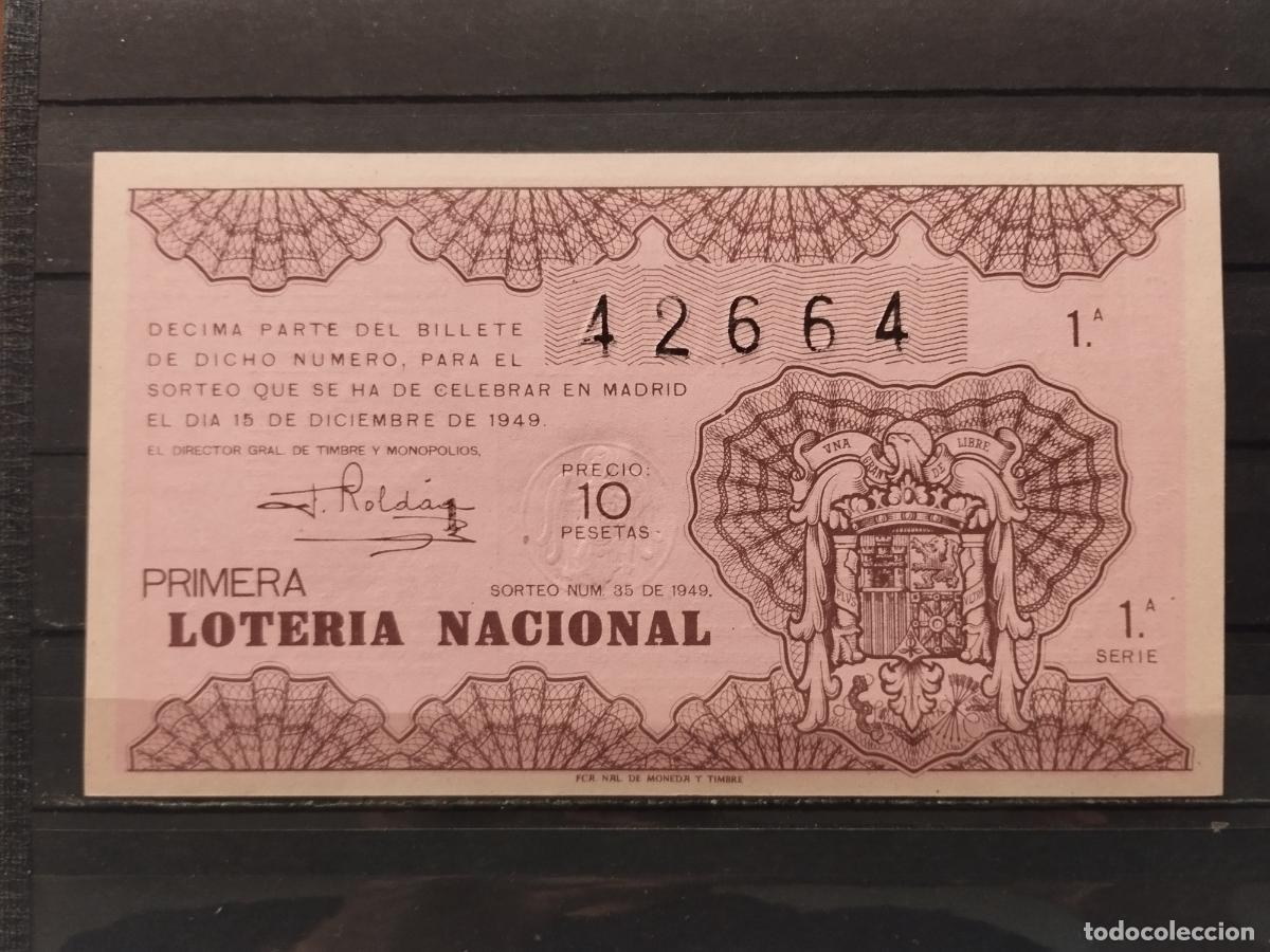 Loter&iacute;a Nacional: JT - DECIMO DE LA LOTERIA NACIONAL SORTEO N&ordm; 35/1949. PLANCHA.
