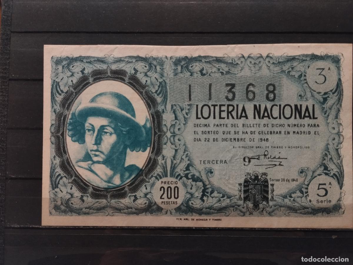 Loter&iacute;a Nacional: JT - DECIMO DE LA LOTERIA NACIONAL SORTEO N&ordm;36/1948. PLANCHA
