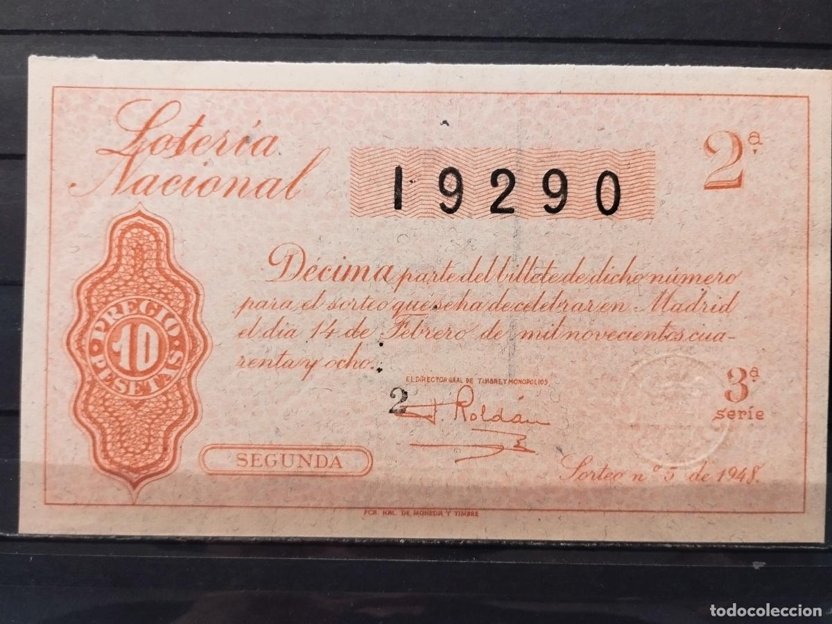 Loter&iacute;a Nacional: JT - DECIMO DE LA LOTERIA NACIONAL SORTEO N&ordm; 5/1948. PLANCHA