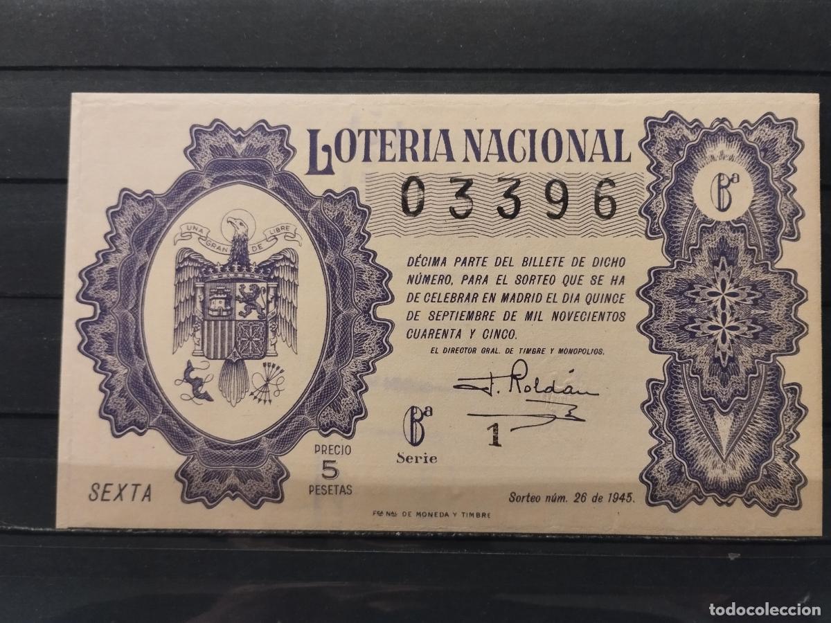 Lotaria Nacional: JT - DECIMO DE LA LOTERIA NACIONAL SORTEO N&ordm; 26/1945. LIGERAS DOBLECES EN MARGENES