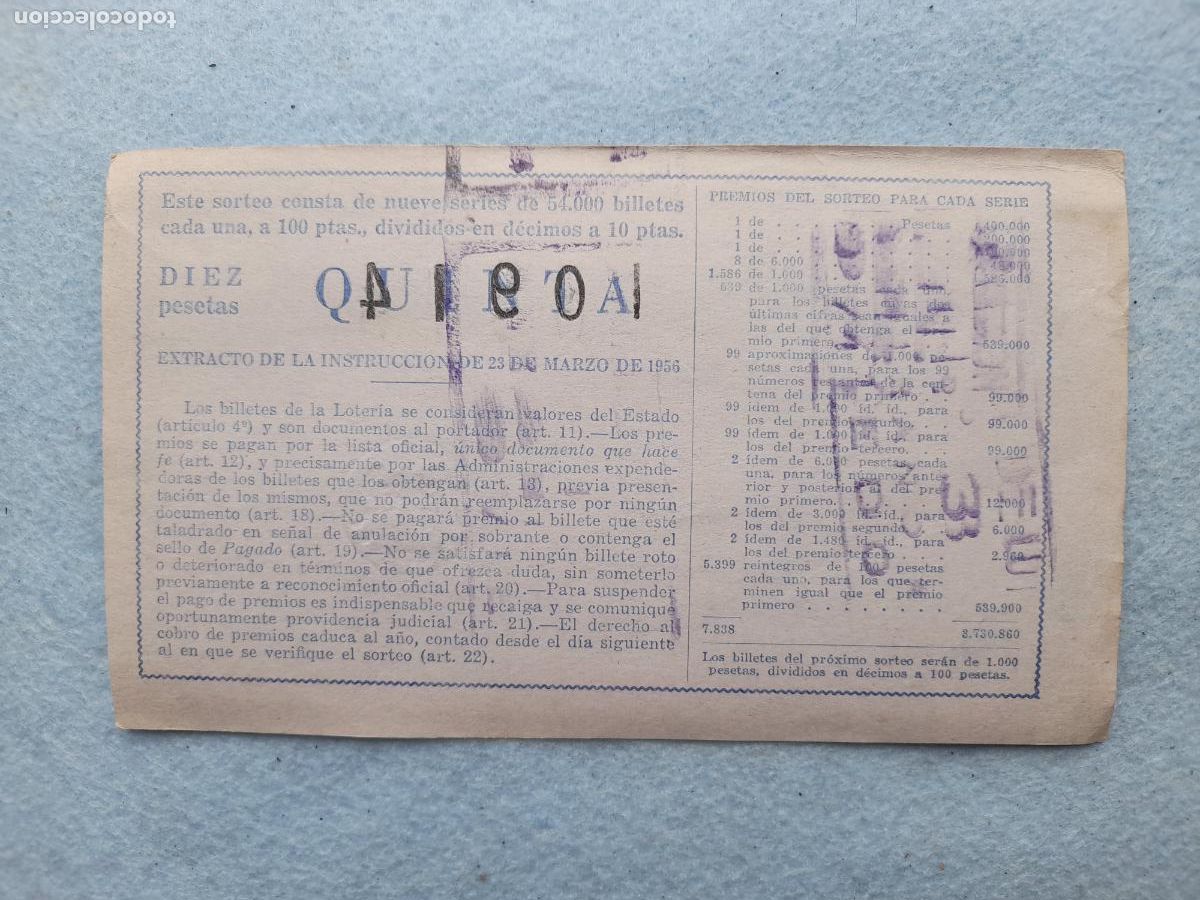 Loter&iacute;a nacional: D&eacute;cimo. Sorteo n&ordm;: 12 de 1957. - Foto 2