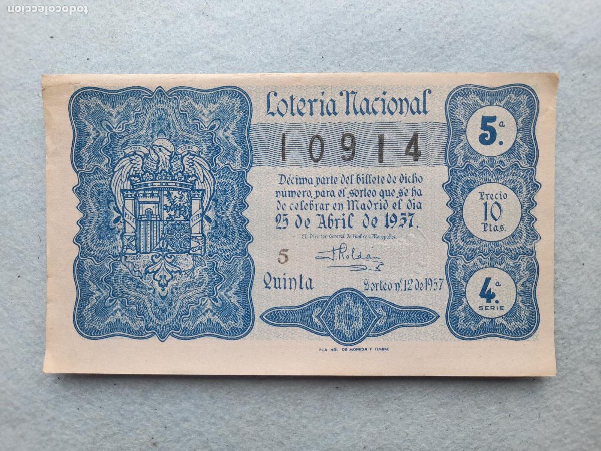 Loter&iacute;a nacional: D&eacute;cimo. Sorteo n&ordm;: 12 de 1957. - Foto 1