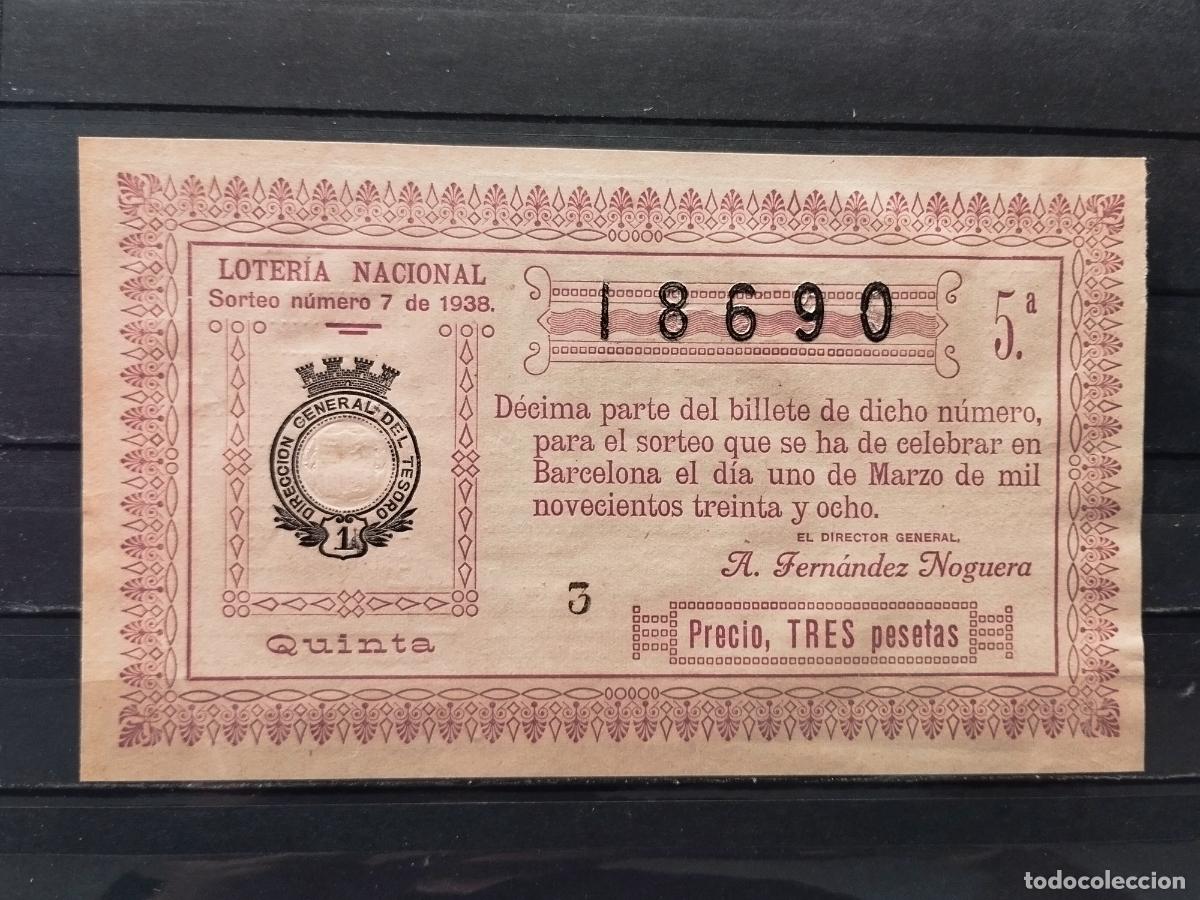 National Spanish Lottery: JT - DECIMO DE LA LOTERIA NACIONAL. BARCELONA. SORTEO N&ordm; 7/1938. PLANCHA
