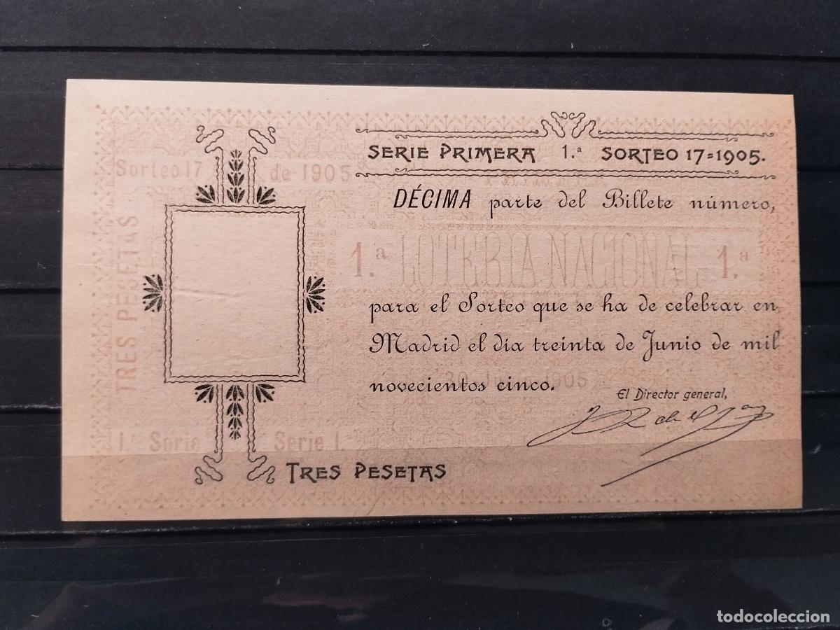 National Spanish Lottery: JT - DECIMO DE LA LOTERIA NACIONAL. SORTEO N&ordm; 17/1905. PLANCHA &iexcl;&iexcl;&iexcl; SIN NUMERO !!!