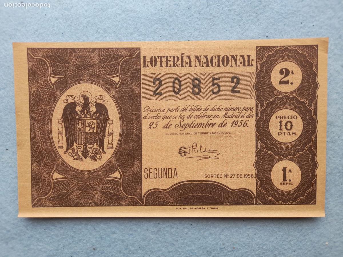 Loter&iacute;a nacional: D&eacute;cimo. Sorteo n&ordm;: 27 de 1956. - Foto 1