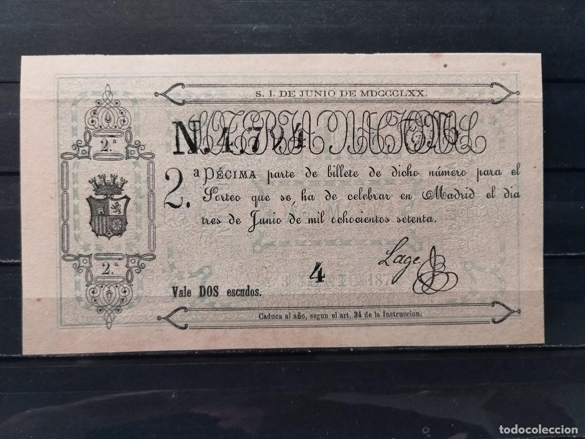 National Spanish Lottery: JT - DECIMO DE LA LOTERIA NACIONAL. MADRID. SORTEO 3 JUNIO DE 1870. LIGERA DOBLEZ. MUY BUENA CALIDAD