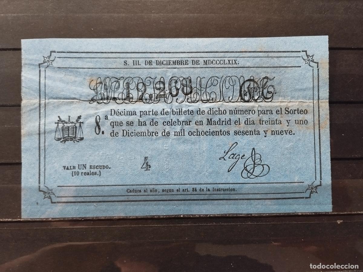 National Spanish Lottery: JT - DECIMO DE LA LOTERIA NACIONAL. MADRID. SORTEO 1 DICIEMBRE 1870. DOBLEZ VERTICAL Y HORIZONTAL