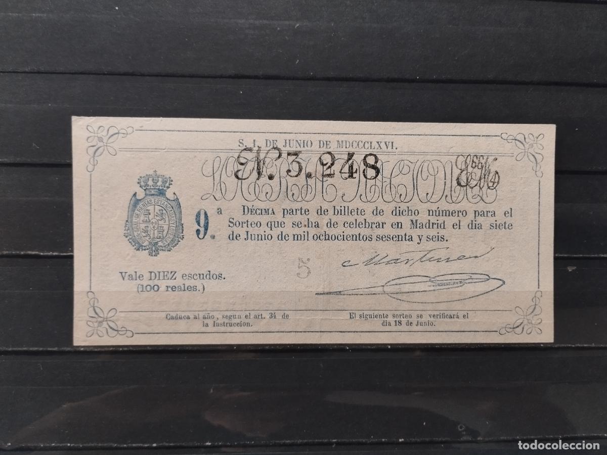 Lotaria Nacional: JT - DECIMO DE LA LOTERIA NACIONAL. MADRID. SORTEO 7 JUNIO 1866. MUY BUENA CALIDAD