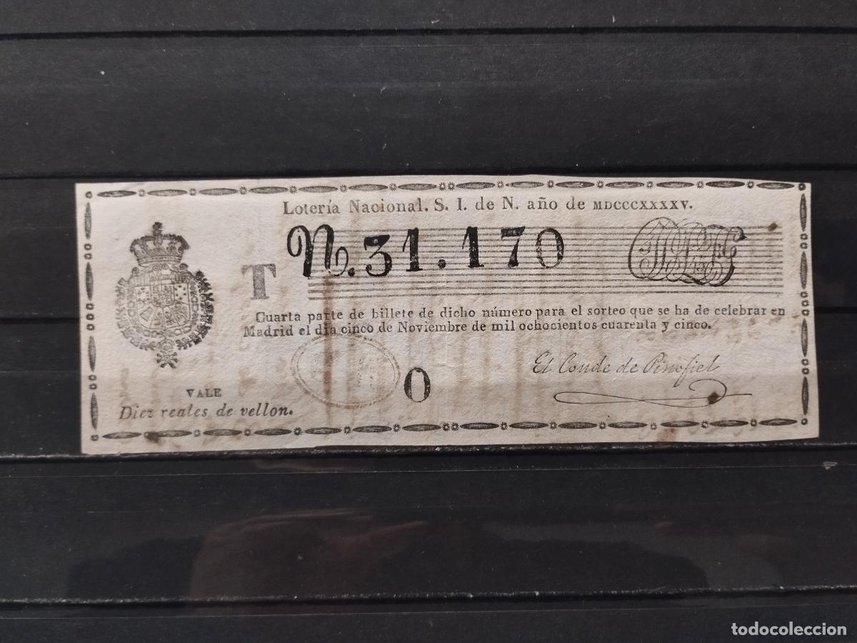Lotaria Nacional: JT - DECIMO DE LA LOTERIA NACIONAL. MADRID. SORTEO 5 NOVIEMBRE 1845. INFIMAS DOBLECES. ESCRITO DORSO