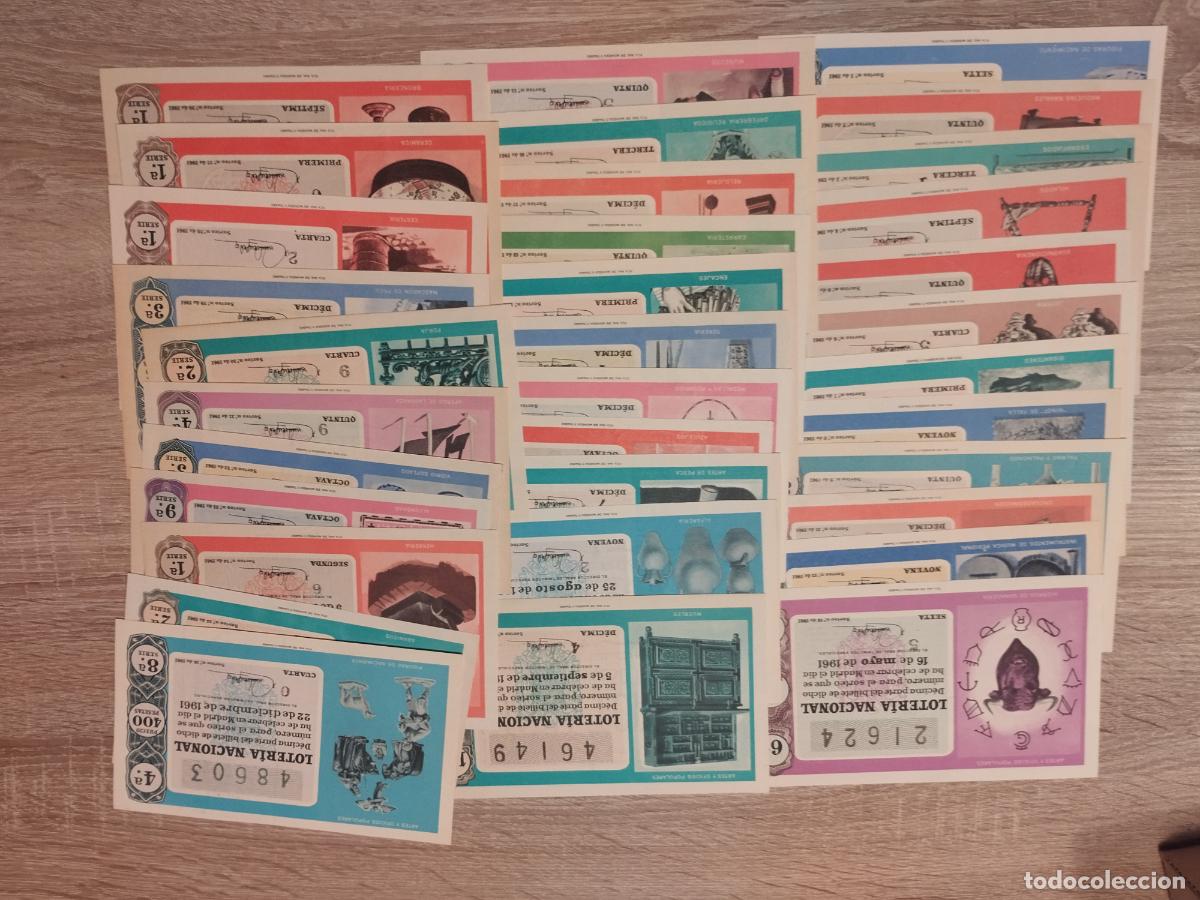 Loter&iacute;a Nacional: JT - LOTERIA NACIONAL 1961. 34 DECIMOS DE DISTINTOS SORTEOS. VER DESCRIPCION
